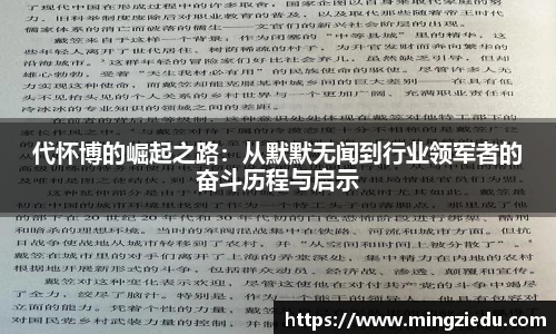 代怀博的崛起之路：从默默无闻到行业领军者的奋斗历程与启示
