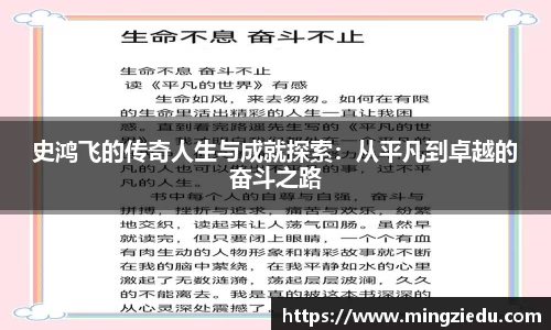 史鸿飞的传奇人生与成就探索：从平凡到卓越的奋斗之路